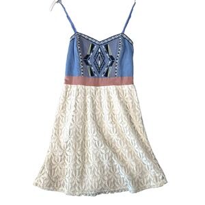Anthropologie Dress by‎ Flying Tomato Strapless Mini Embroidered Lace Boho Small